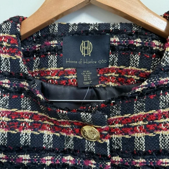 HOUSE OF HARLOW 1960 CROPPED TWEED JACKET - Picture 4 of 7